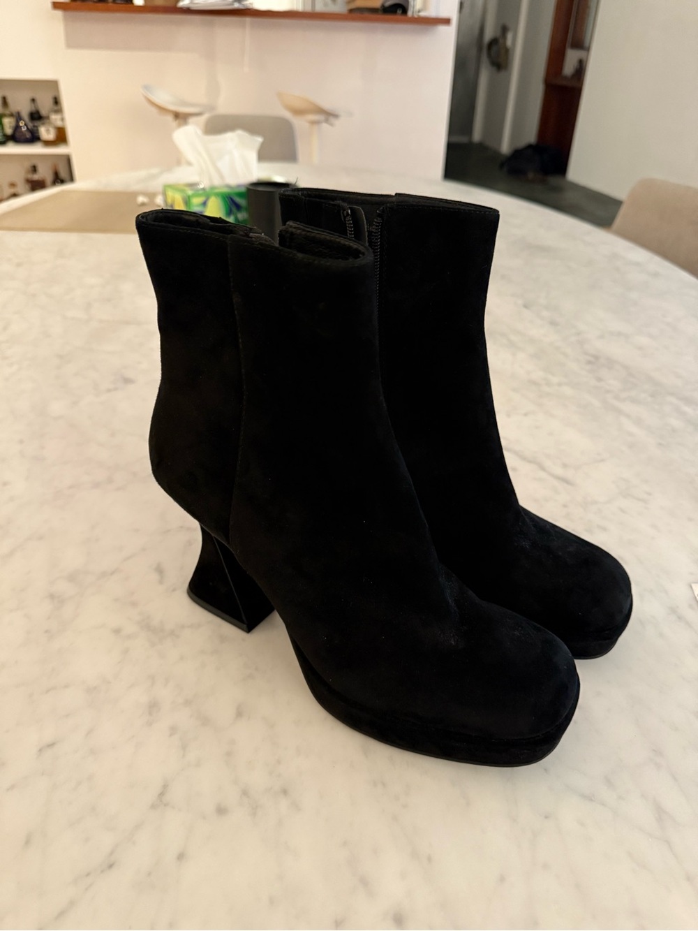 Jeffrey Campbell Black Suede Platform Ankle Boots never worn